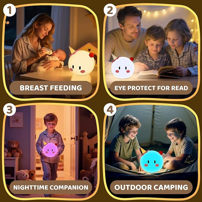 Monster Night Light for Kids Lamp, 8 Color Changing Dimmable Timer Bedside Night Lights, Squishy Silicone Lamp for Boys Girls Baby, Rechargeable Nursery Lamp for Toddler