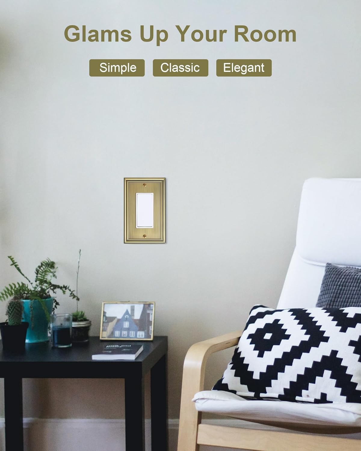 2-Pack Decorator Outlet Cover Plate, Antique Brass Decorative Switch Plates and Outlet Covers, Durable Zinc Alloy Wall Plates for Electrical Outlets, Receptacle, GFCI Outlet, Dimmer Switch