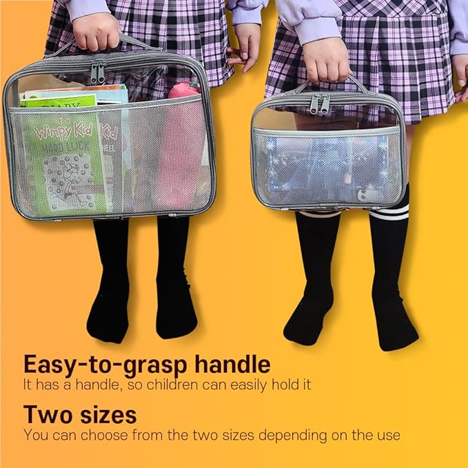 holay 4 Packs PVC Zippered Blocks Set, Toy, Clay, Board game Storage Organizer Case (Name Tag, Manual Pocket) (Gray, Small, Large)