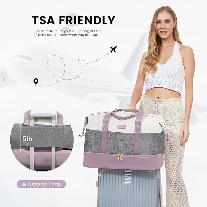 LOVEVOOK Weekender Bag, Large Travel Duffel Bag for Women with 2 Packing Cubes, Carry on Overnight Bag with Shoe Compartment, Mom Hospital Bags for Labor and Delivery