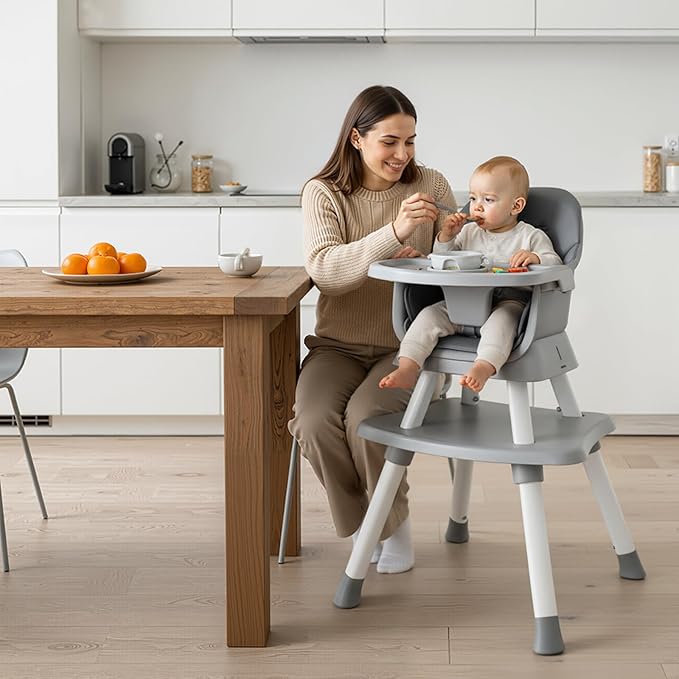 7 in 1 High Chair, Convertible High Chairs for Babies and Toddlers, Infant Dining Booster Seat, Table and Seat Set, Removable Tray, Gray