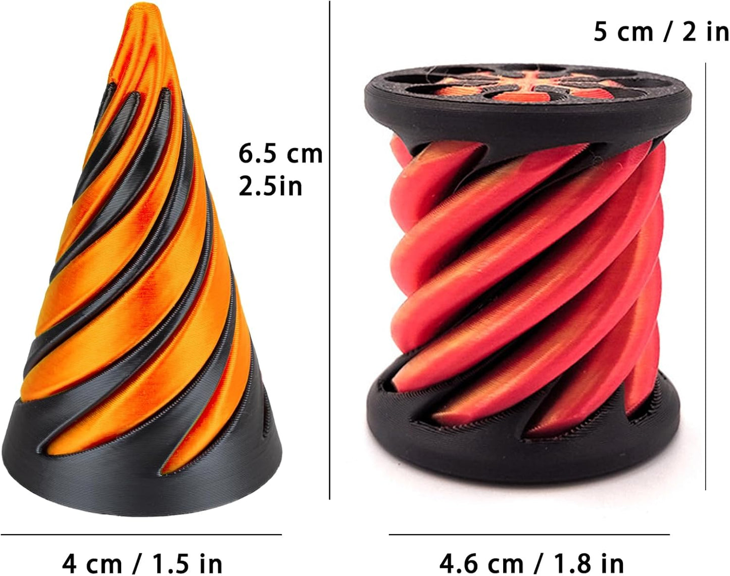 2Pcs Impossible Cone, Spiral Cone Fidget Toy 3D Printed Spiral Fidget Toys Impossible Pyramid Passthrough Sculpture, Mini Cones Pass Through Pyramid Fidget Toy for Stress and Anxiety Relaxing