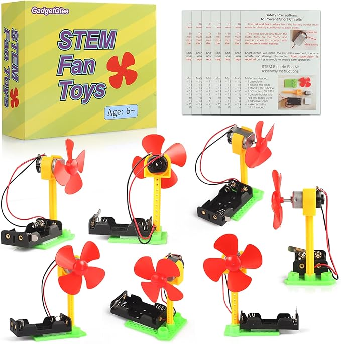 STEM Toys Science Kits, 7 Bulk Electric Circuit Kit for Kids Classroom, STEAM Activities Crafts Electrical Experiment 2nd 4th 5th Grade STEM Gifts, Build a Fan Activity Projects School Party Favors
