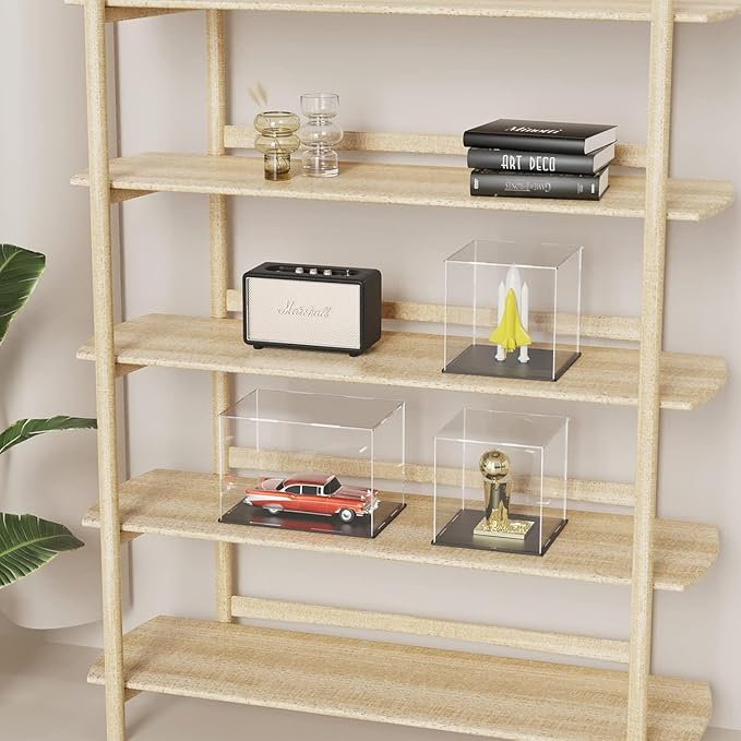 SVENJBB Large Display Case for Display, 16x13x4 Inch Acrylic Box for Book and Map, Clear Acrylic Display Cases with Matte Black Base for Collection Protection and Storage