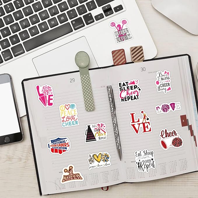 110PCS Cheer Stickers, All Vinyl Waterproof Cheerleader Decals, Perfect Cheer Gifts for Cheerleader Girls Cheer up, Motivational Positive Stickers for Water Bottles Laptop Computer Luggage Cup