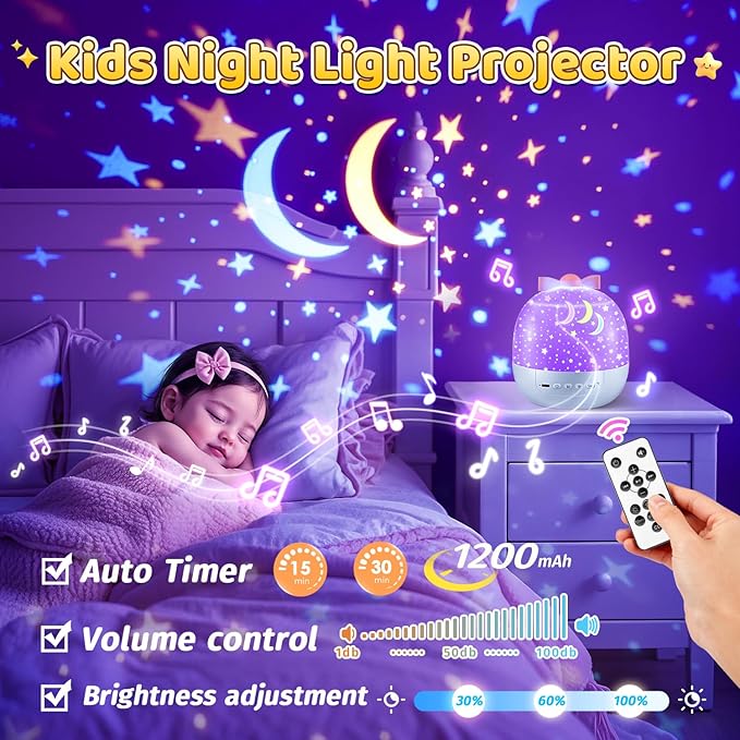 PIKOY Unicorn Toys for Girls Gifts, 15 Films+15 Lullaby Sound Machine for Kids Night Light Projector, Remote+Rechargeable Night Light for Kids Gifts, 360 °Rotation Princess Mermaid Toddler Girl Toys