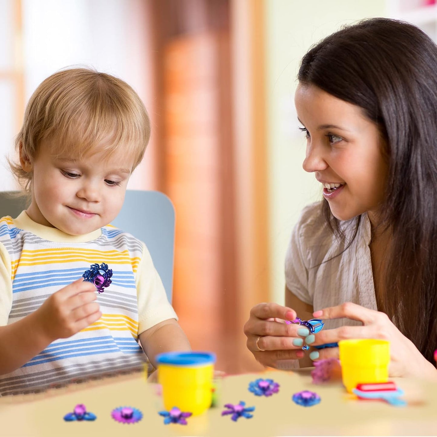 Woanger 24 Pcs Cool Spinners Metal Looking Spinner Toy Finger Spinners Toy Pack Stress Relief Hand Spinner for Adults Teens Anxiety Party Favor Stocking Stuffers Gift(Golden Purple)