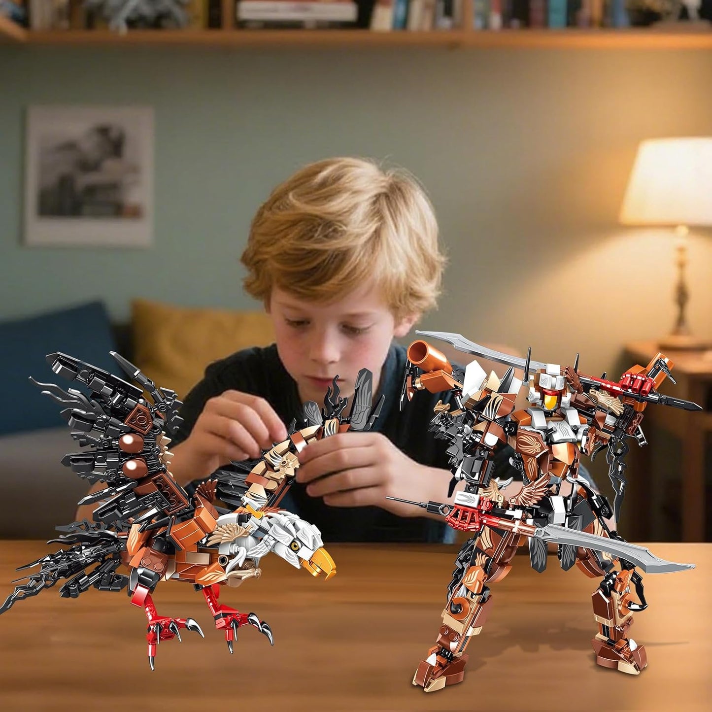 2 in 1 Transforming Eagle Mecha Robot Building Set,587 PCS Compatible with Lego Ninja Mech STEM Construction Toy for Kids Aged 6+(Eagle & Mech)