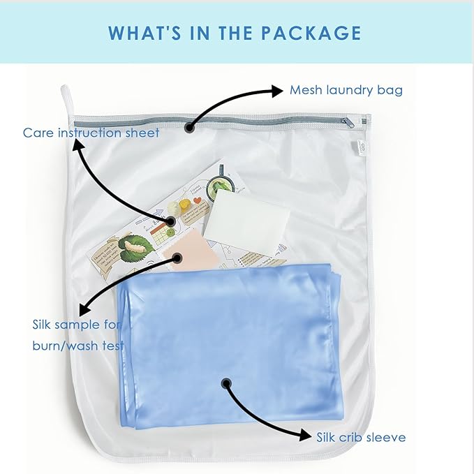 PROMEED 23 Momme Silk Bassinet Sheet for Baby Hair, No More Bed Head and Baby Bald Spots, 100% Mulberry Silk Crib Sheets for Baby Boy/Girl (Blue)