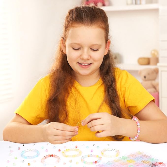 760PCS 8mm Glass Beads for Jewelry Making 24 Color Crystal Beads Bracelet Making Kit Gradient Round Bead for DIY Earrings Necklaces Rings with Letter Bead for Bracelets&Charms Accessories