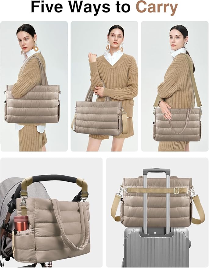 Diaper Bag Tote, Baby Diaper Tote Bags Crossbody Hospital Bag Travel Large Mommy Bag, with Silicone Pacifier Case