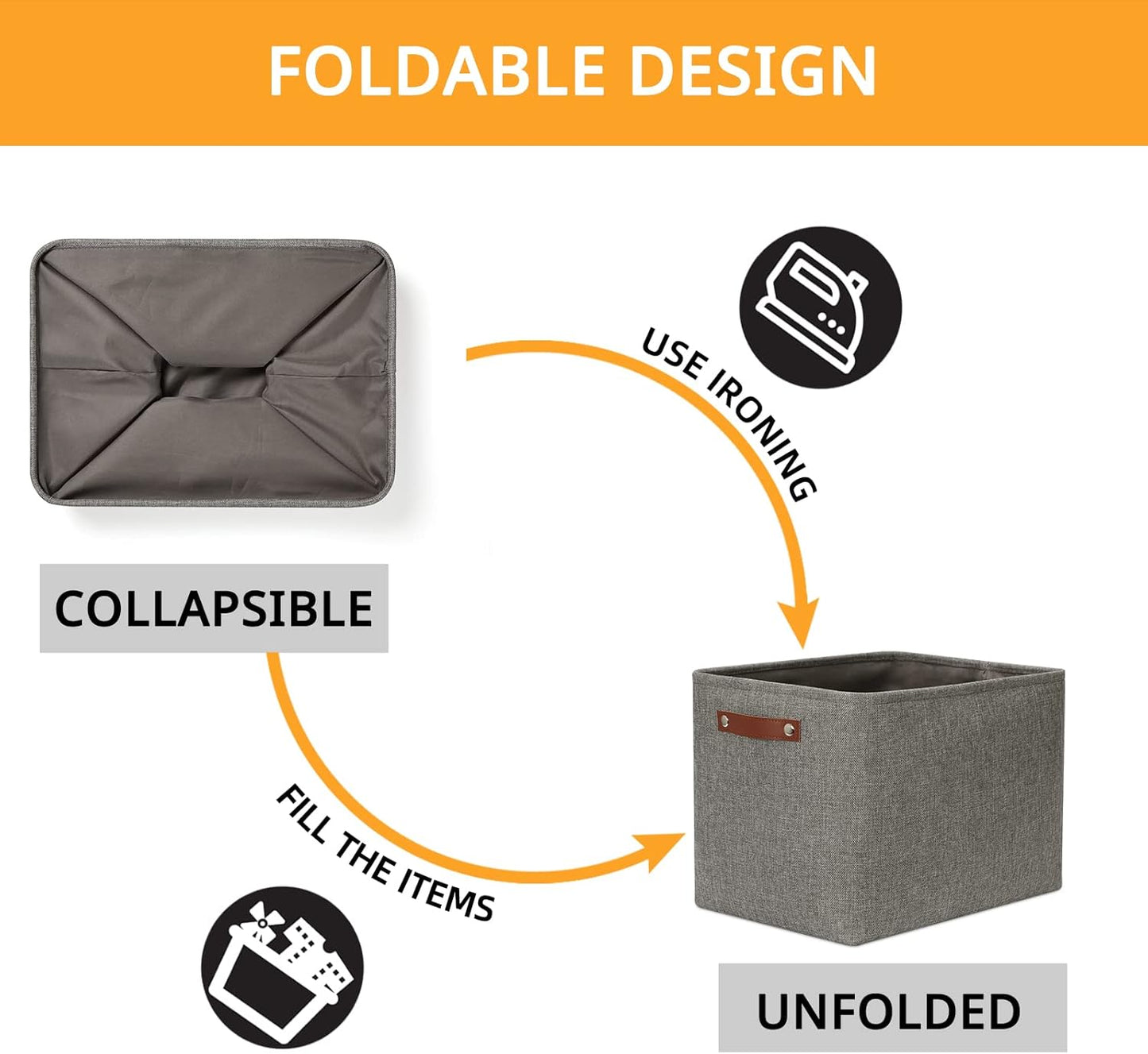 DULLEMELO Grey Storage Baskets for Organizing 2 Pack 16"x12"x12" Fabric Shelf Baskets for Gifts Empty Large Storage Organizer for Closet,Clothes,Toys,Bedroom (Grey)