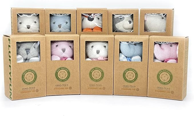 100% Organic Cotton Baby Toys Bunny Rabbit Stuffed Animals Bulk 7.1" (3pcs/Set)