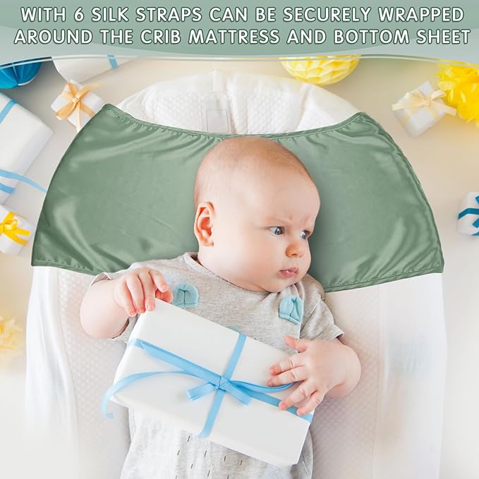 Hosuly 2 Pcs Satin Bassinet Sheet Baby Hair Soft Silk Feeling Sheet Baby Bassinet for Rectangle Cradle Pad Mattress Boys Girls Newborn Infant(Green and White)