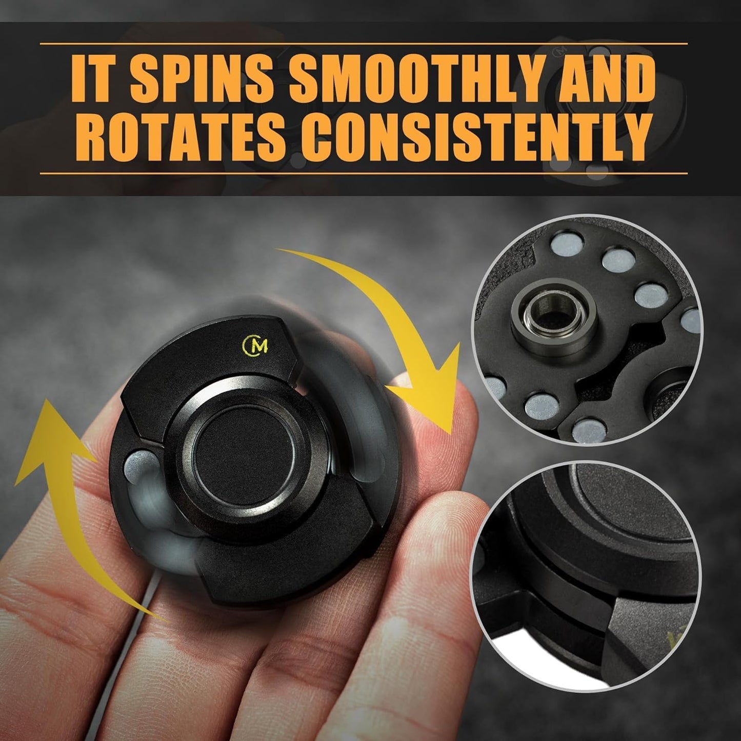 Fidget Toys Adults - Metal Fidget Slider for Adults- Metal Fidget Spinner / EDC Fidget Slider / Fidget Clicker – Mini Fidget Spinners - Fancy Black Gift for Adults