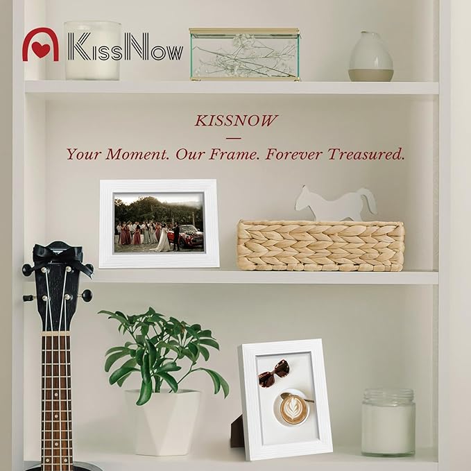 4x6 Picture Frame 2 Pack, White Solid Wood Gallery Photo Frame, Wall Hanging or Tabletop Display