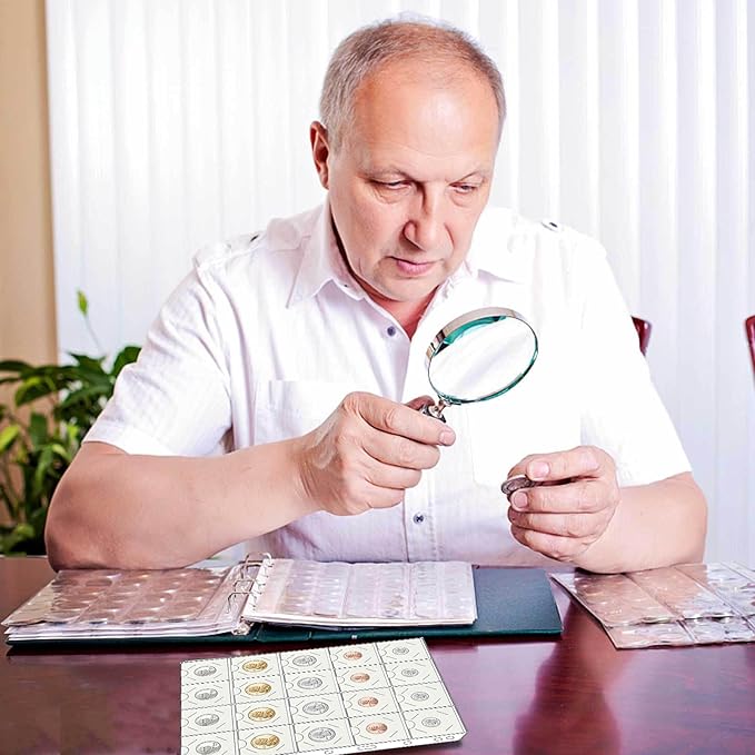 15 Sheets 300 Pockets Coin Pocket Pages for 2" x 2" Cardboard Coin Flips, Standard 9-Hole for Coins Coin Binder Collection Supplies Pages