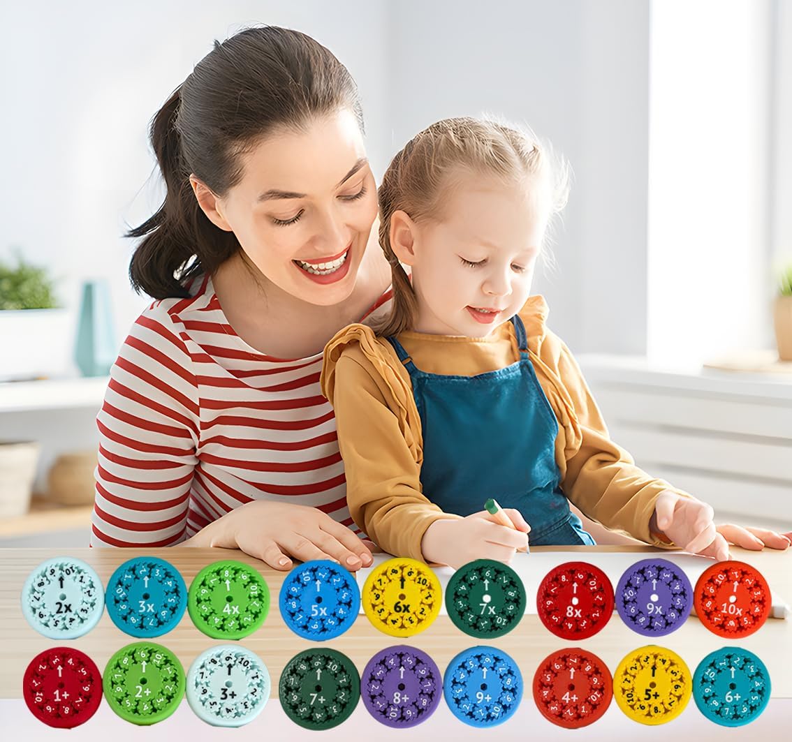 Math Facts Fidget Spinners, Math Facts Fidget Spinners for All The Stimmers, Multiplication Chat Game Fidget Toys for Adults Kids (Multiply Or Divide 9pcs)