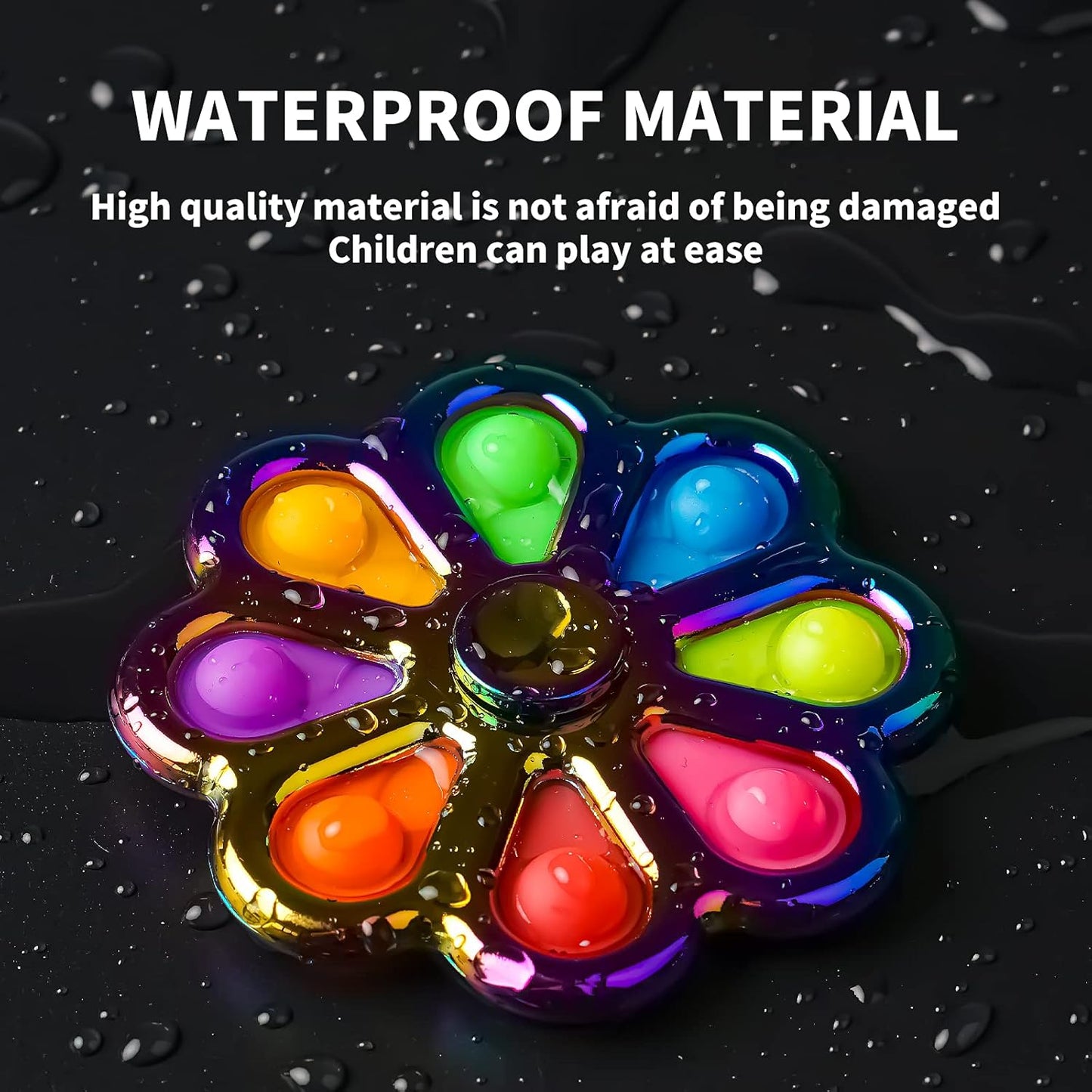 Metal Fidget Spinner, Push Popping Bubble Fidgets Sensory Toys, Party Favors for Kids 3-12, Toy for Adult Anxiety Relief, Gifts for Autistic Boys (Flower)