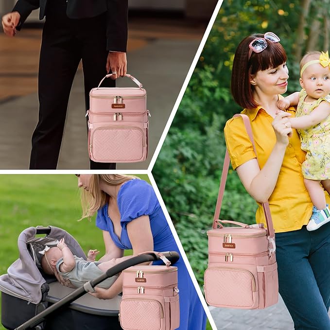 Breastmilk Cooler Bag with Ice Pack Fits 6 Baby Bottles Up to 9 Ounce