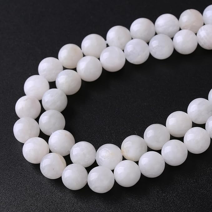 10MM 38PCS Natural Stone White Moonstone Gemstone Semi Precious Beads for Jewelry Making DIY Bracelet