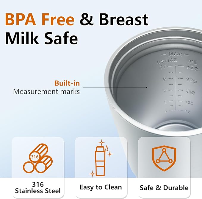 Portable Bottle Warmer for Travel – 15oz 316 Stainless Steel, 16000mAh Battery, Fast Heating & Precise Temp Control, Car Cup Fit, Long Battery Life, Perfect for Outdoor or On-The-Go Moms