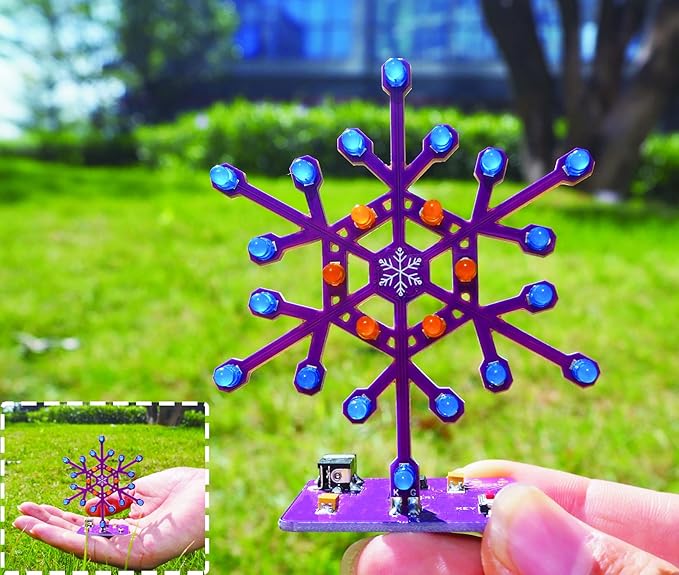 Soldering Practice Kit Snowflake Shaped LED Project Kit for School and Home Teaching Learning Electronic, Ideal Gift for Family and Friends