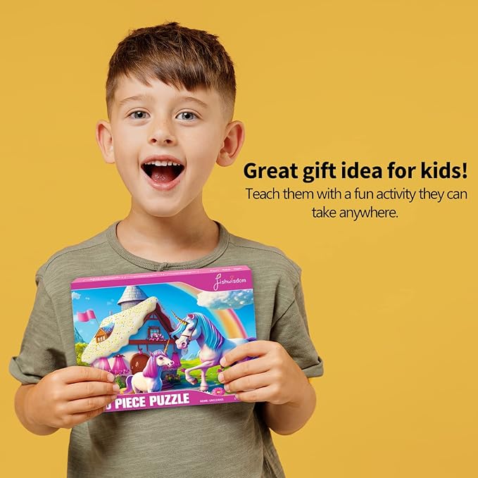 100 Piece Jigsaw Puzzle for Kids Age 4-8 Teens Gift Family Time (Pink Unicorns)