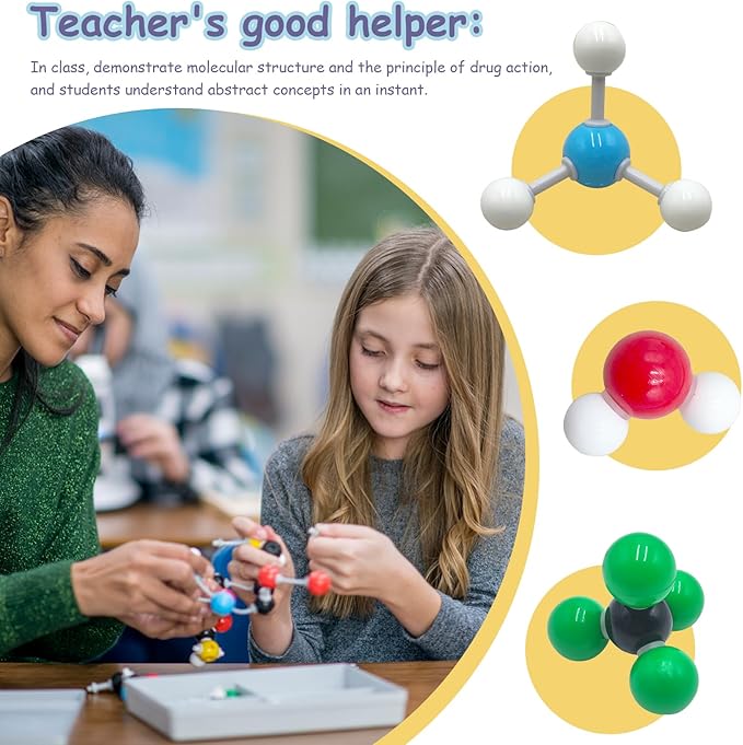 240Pcs Molecular Model Kit Inorganic Atomic Chemistry Element Set Organic Chemical Molecular Structure Model Building Kit Science Teaching Supplies Gifts for Teachers Friends Family Members