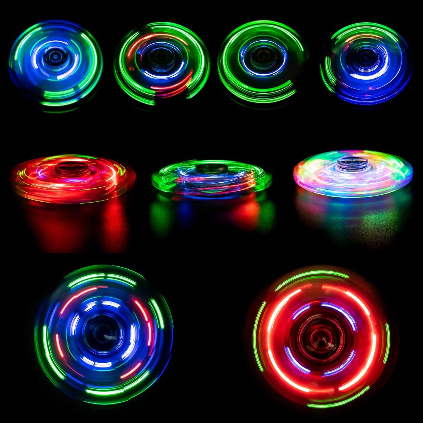 FIGROL 2 Pack Fidget Spinners|LED Light Up Crystal Fidget Spinners for Children|Glow in The dark Goodie Bag Stuffers Classroom Prizes Return Gifts