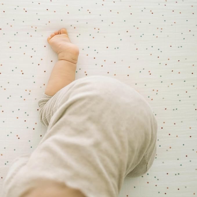 Little Unicorn Premium Crib Sheet | Breathable & Super-Soft Muslin Fabric (Dots)