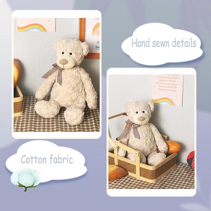 13" White Teddy Bear with Scarf Stuffed Animals for Boys and Girls,Soft and Adorable Stuffed Bear Plush Toys for Newborn Babies and Kids,Great Gifts on Birthday,Christmas,Machine Washable