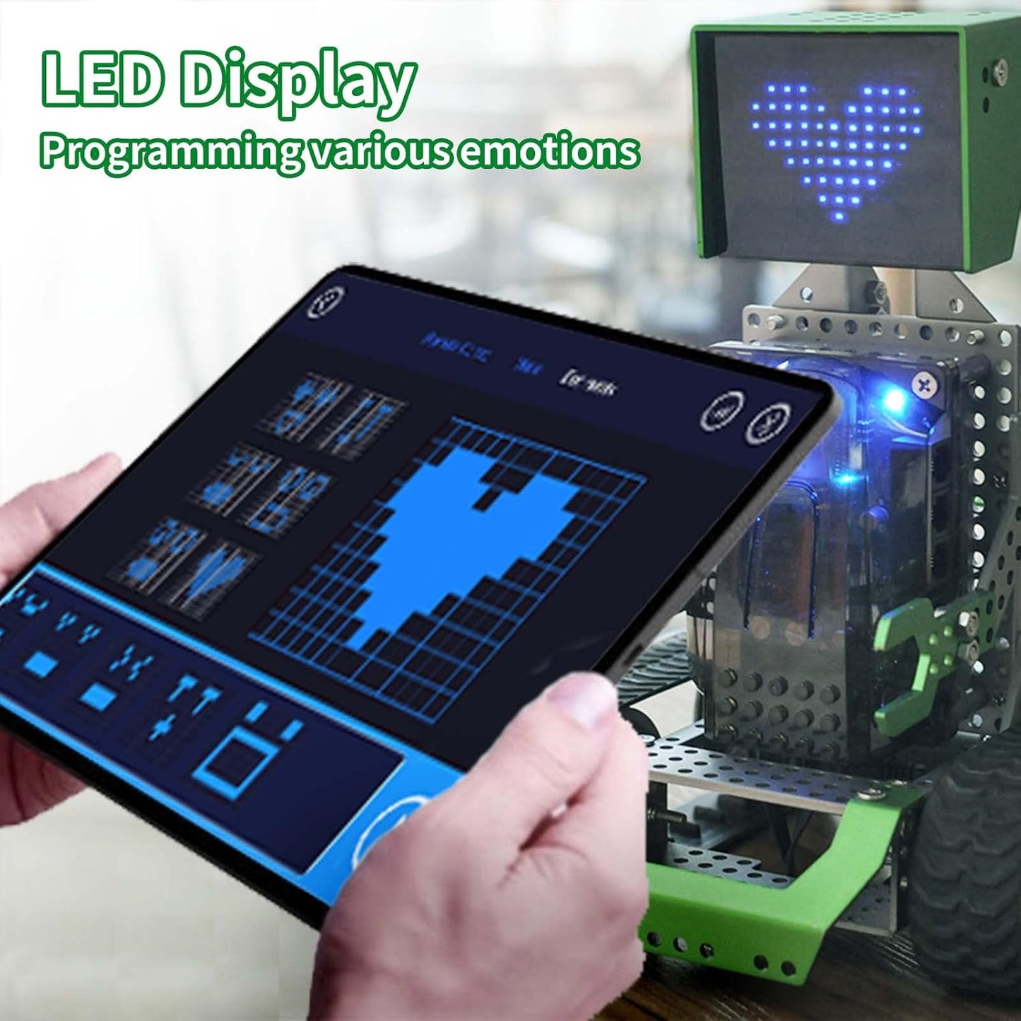 Qoopers 6 in 1 Programming Robot Building Kit with Remote Control, LED Martrix, Ultrasonic Sensor etc. for Scratch Arduino Python Learning, Coding Toy for Kids