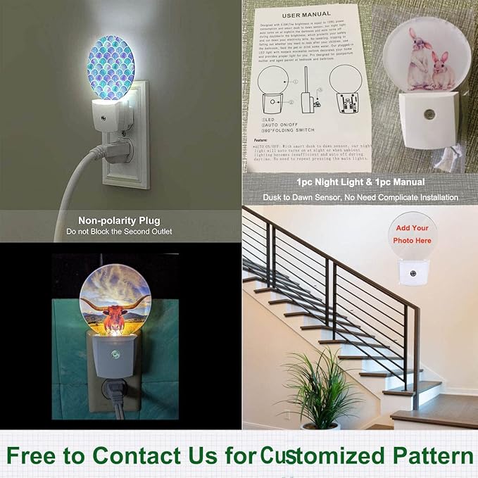 Easter Bunny Nightlight Cute Rabbits in Meadow Plug-in Nightlight Energy Saving 0.5W LED Lighting for Boys Girls Men Women Gift