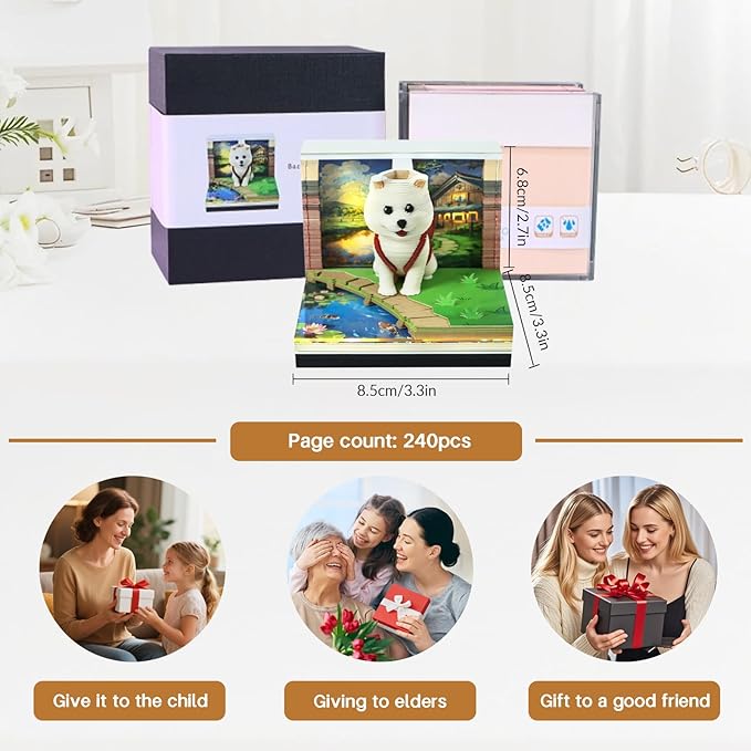 3d Calendar 2026,The Combination Of Paper Carved Lights And Artistic Creativity,Backpack Dog 3d Calendar,Suitable For Note Taking,Decorative Ornaments,Holiday Gifts (white)