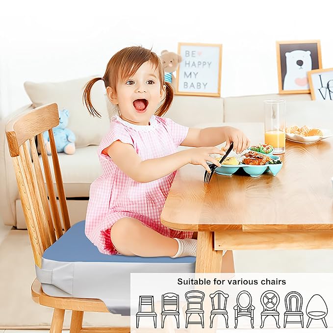 Toddler Booster Seat for Dining Table, Kids Booster Seat for Dining Table Waterproof with 2 Adjustable Seat Belts Safety Buckle