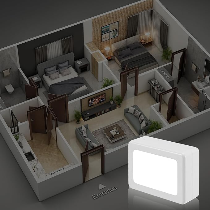 4-Pack LED Night Light Plug in with Adjustable 180° Swivel Head, Dusk to Dawn Auto On/Off, Daylight 5000K 100LM, for Kitchen Counter, Desk, Staircase, Hallway, BathroomNon-Dimmable