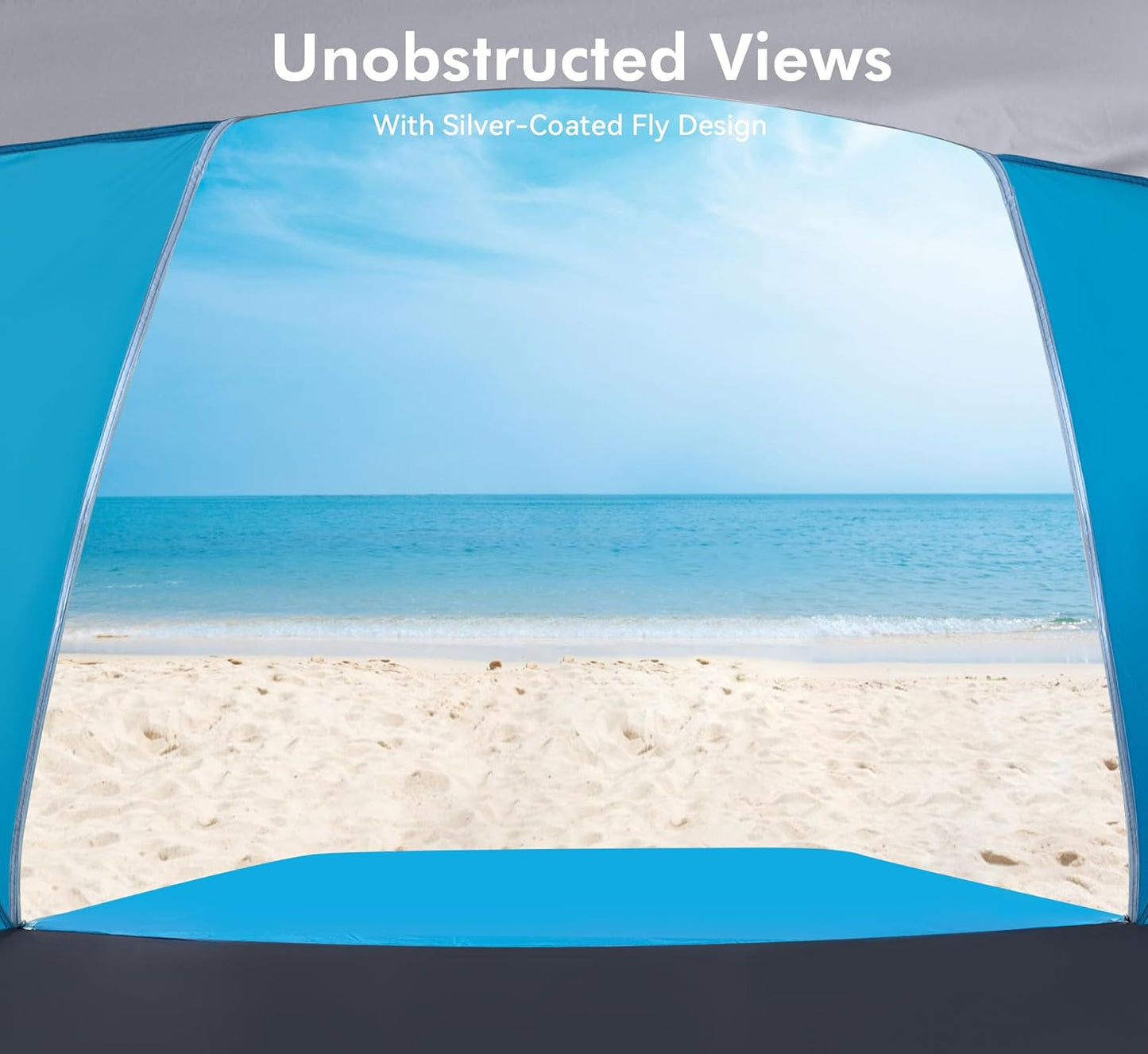 Beach Tent, Portable Sun Shelter for 2/3/4/6-8 Person with UPF 50+ UV Protection, Easy Setup Waterproof Beach Shade Canopy Cabana for Family Outdoor and Picnics, Fishing with Carrying Bag