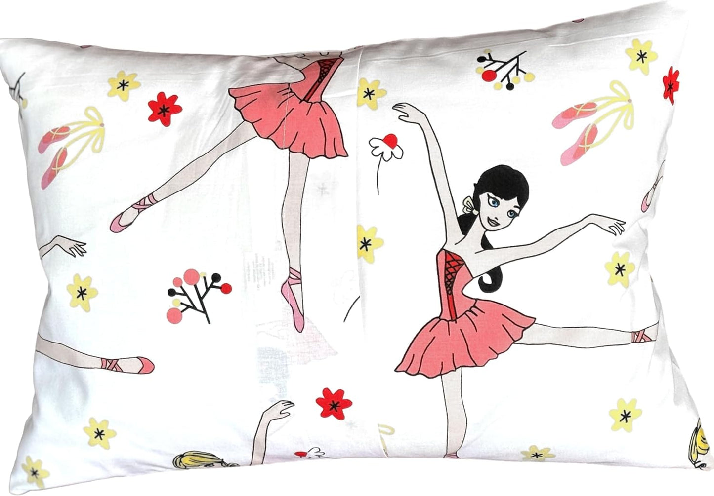 13x18 Toddler Pillowcase - Ballerina Toddler Pillow Case Cotton, Toddler Pillowcase for Girls, Girly Pillow Case for Travel Size Small - Red Ballerina