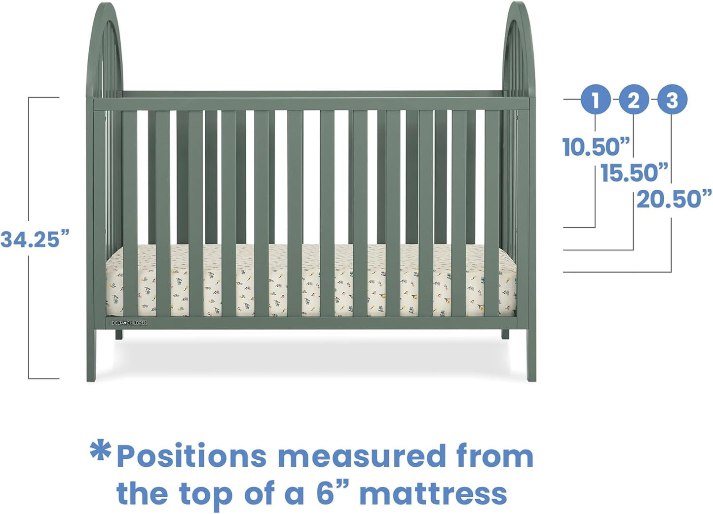 Delta Children Milano 4-in-1 Convertible Crib - Greenguard Gold Certified, Grassy Glen