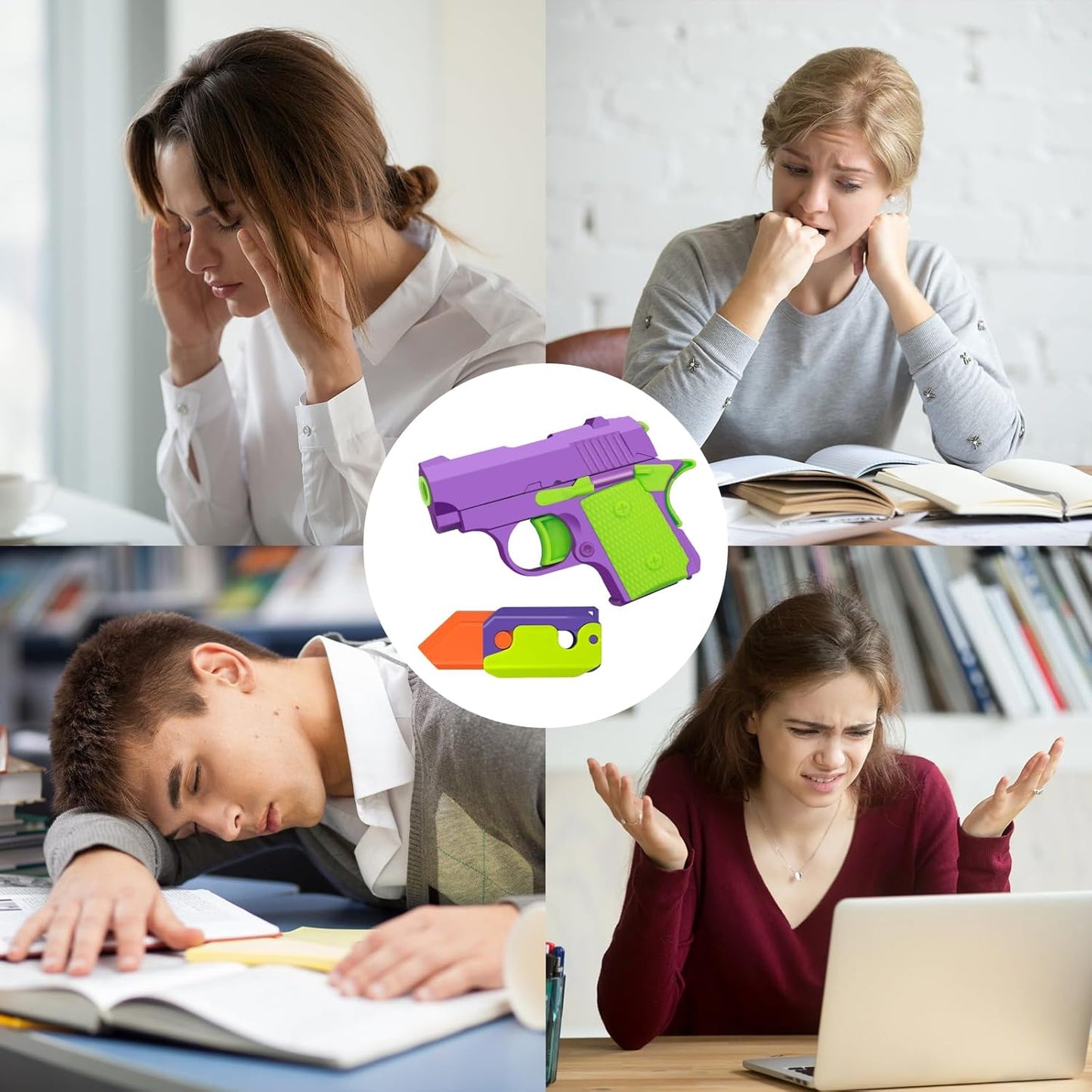 Fidget Gun Toy Set 2PCS 3D Printed Mini 1911 Fidget Gun Knife Toy Gravity Pistol Toy Adults Stress Relief Toy Sensory Toys for Kids Friends Christmas Birthday Gift