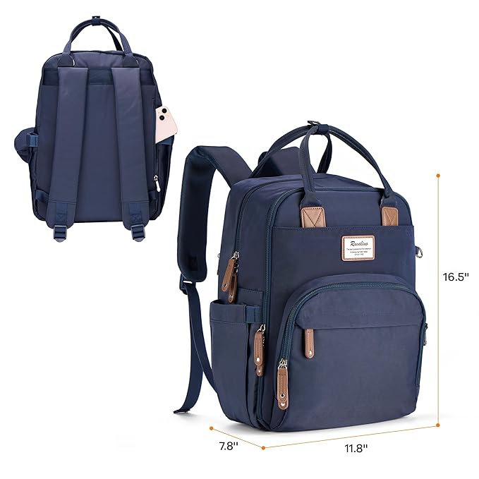 RUVALINO Diaper Bag Backpack, Multifunction Travel Back Pack Maternity Baby Changing Bags, Diaper Changing Totes, Waterproof and Stylish, Navy Blue