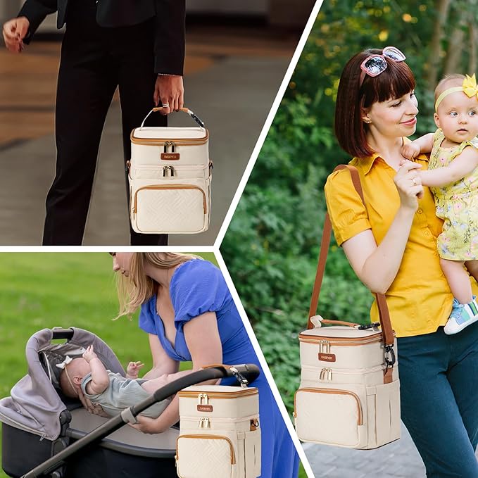 Breastmilk Cooler Bag with Ice Pack Fits 6 Baby Bottles Up to 9 Ounce