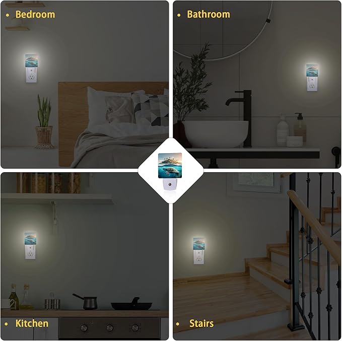 Sea Turtles Night Light, Cute Turtle under the Sea Night Lights Plug Into Wall with Dusk To Dawn Sensor Wall Lamp, Nightlights For Bedroom, Bathroom, Hallway, Kitchen, Gifts Ideal For Girls Women