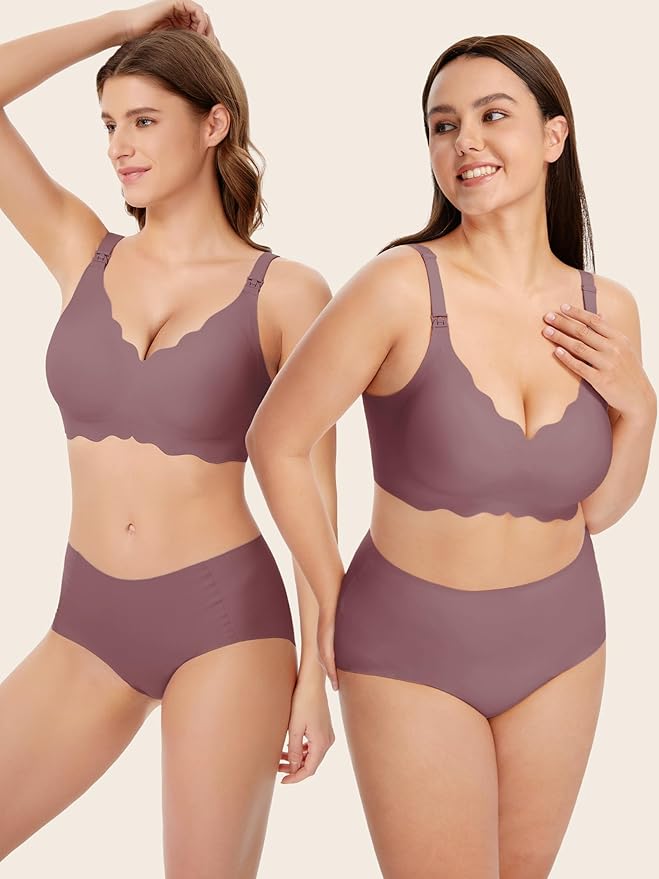 Angelhood Nursing Bras for Breastfeeding Ultra Comfort Seamless Maternity Bra Wireless Pregnancy Bralette with Bra Extender
