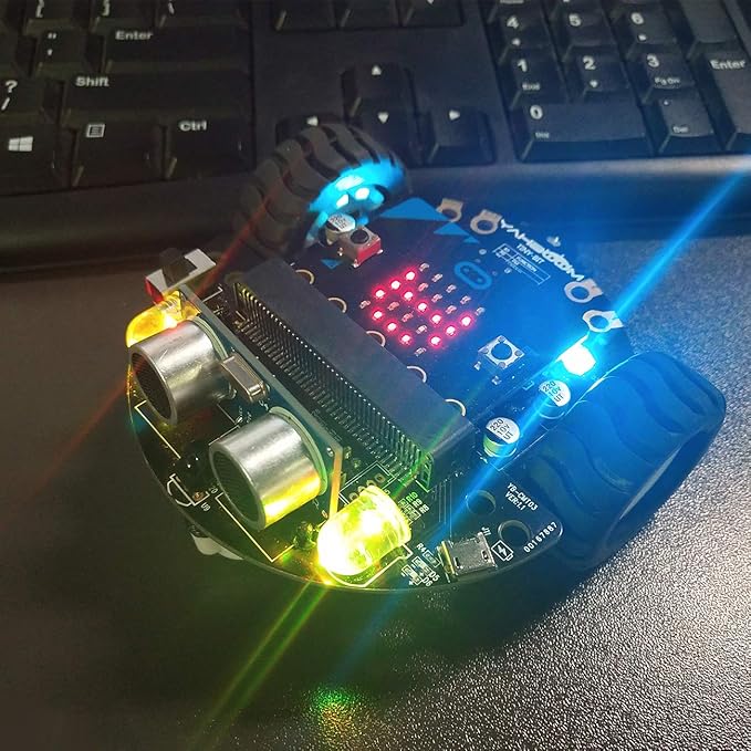 Yahboom Micro:bit DIY Coding Science Building Kit Smart Toys Car Robotic Kit Learning Educational STEM Projects for Kids Ages 8-12(Without Microbit)