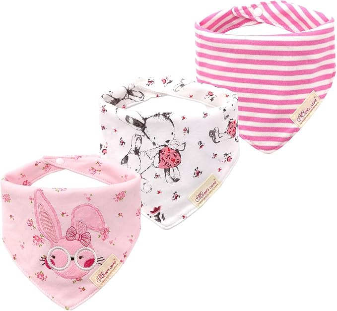 JN&LULU 3 Pack Newborn Baby Bibs Bandana Drool Bibs for Drooling Cotton Baby Gifts