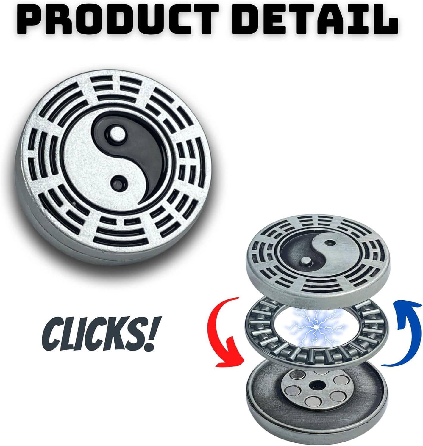 Fidget Slider Metal Haptic Toys Fidgets for Adults Anxiety Stress Relief, Prevent Alzheimer's Clicks Fidget Slider for School Home Office(Silver)