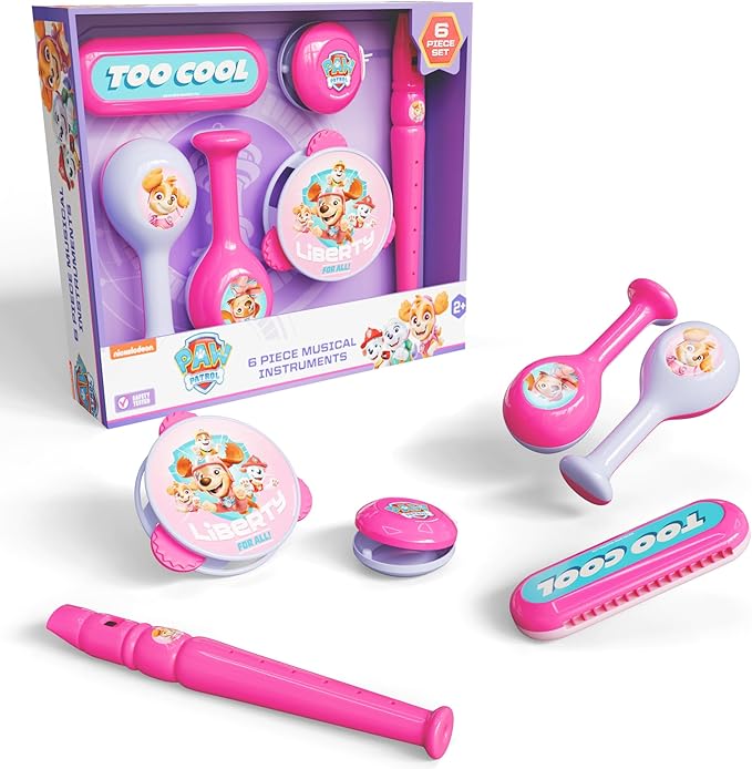 Lollipop Little Tikes Musical Instruments Set - Flute, Maracas, Harmonica, Tambourine for Toddlers, Educational Musical Toys Toys for Kids 24 Months+ (Paw Patrol Pink)