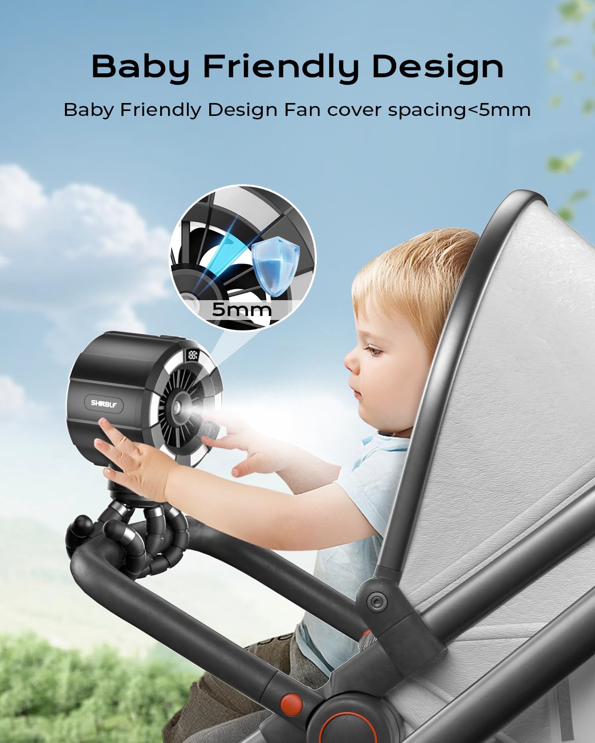 6000mAh Misting Fan for Stroller, 3 Speeds Portable Clip Fan with Intermittent/Continuous Spray, 14H Cooling, Detachable Mount, Timer & Night Light for Baby (100ML Water Tank) - Black
